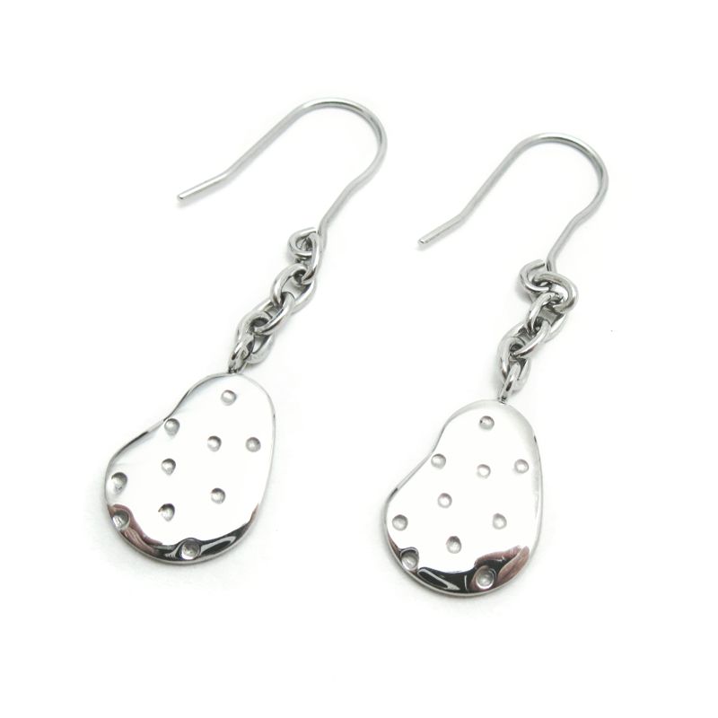 STEELX CZ Dotted Kidney Dangle Earrings - ER119 - Click Image to Close
